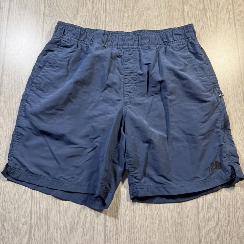 The North Face Lined Swim Trunks Men’s M Blue Elastic Waist Logo Quick Dry